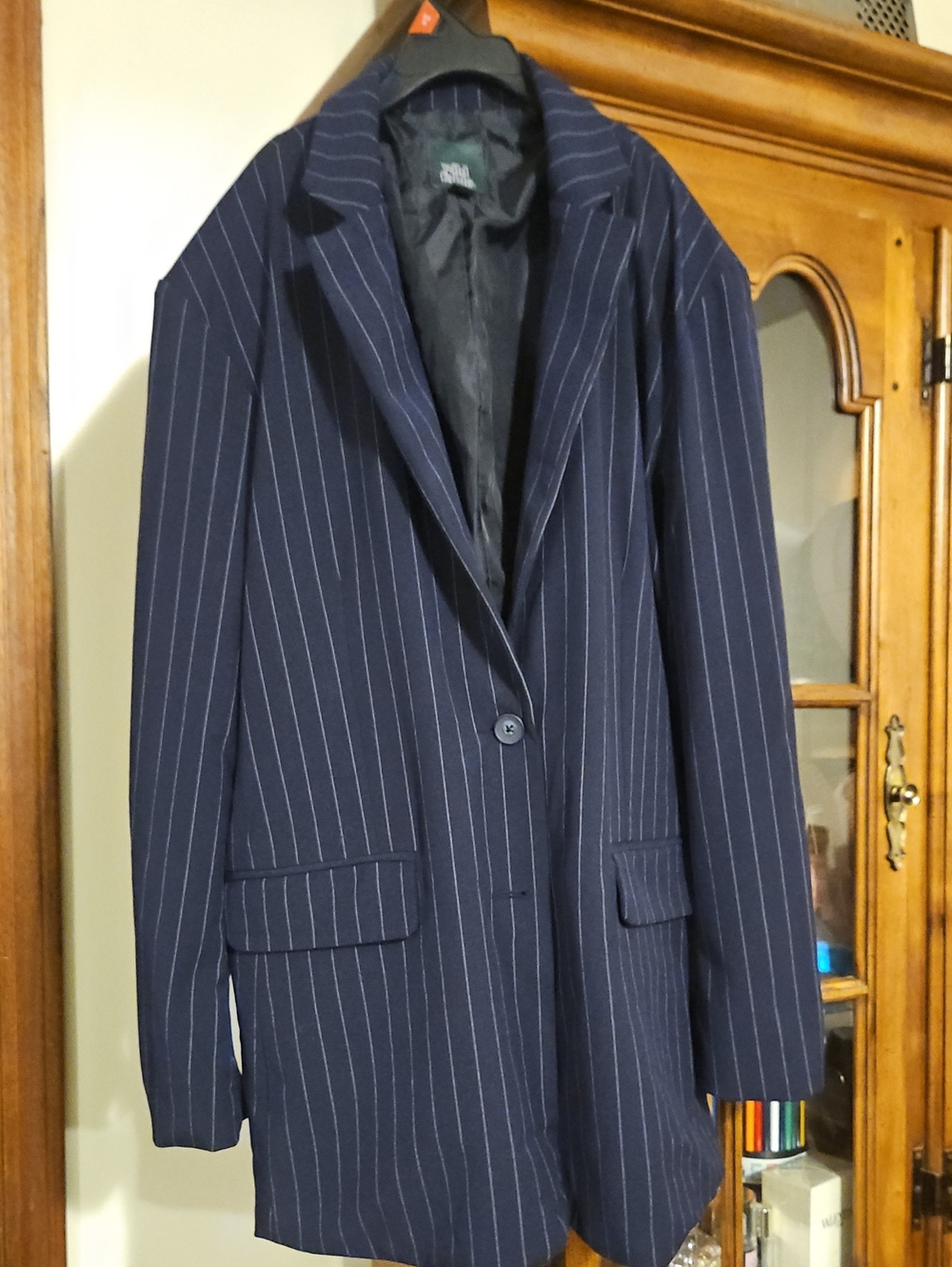 Navy Pinstripe Single-Button Blazer - Brand Unknown